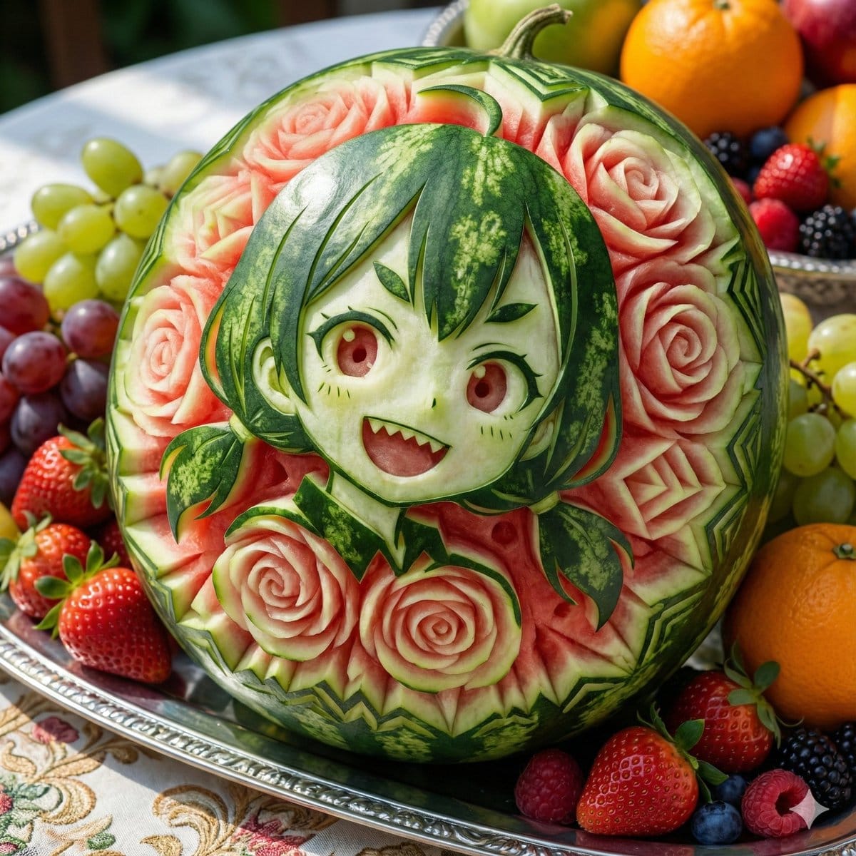 Photorealistic Watermelon Fruit Carving Prompt