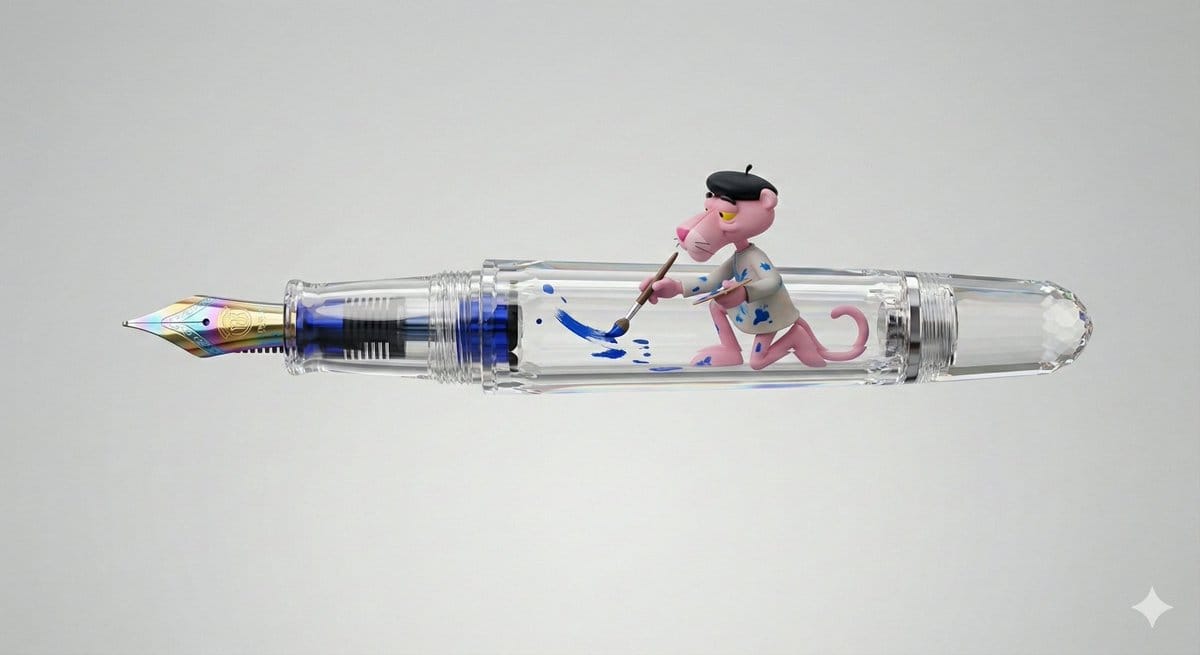 Pink Panther Fountain Pen 3D Render Prompt
