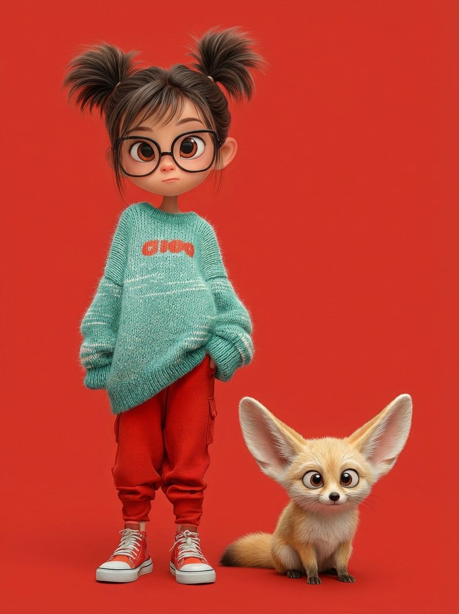 Pixar-Style 3D Character Portrait with Fennec Fox