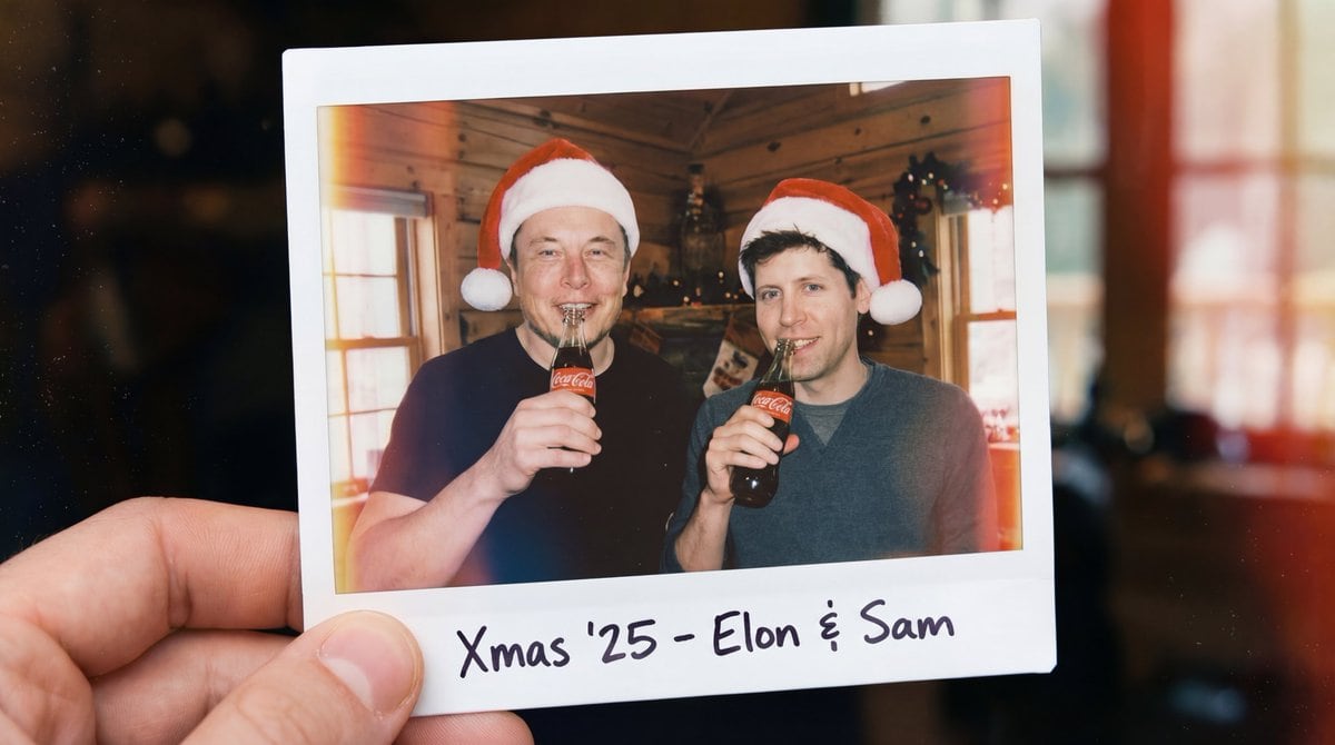 Polarized Selfie of Elon Musk and Sam Altman