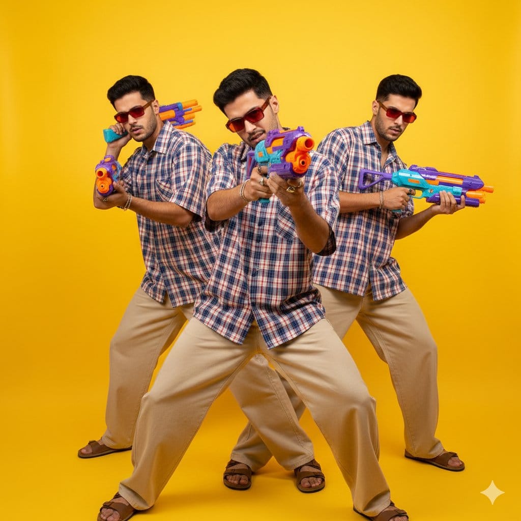 Pop-Art Triple Exposure Fashion Editorial Prompt