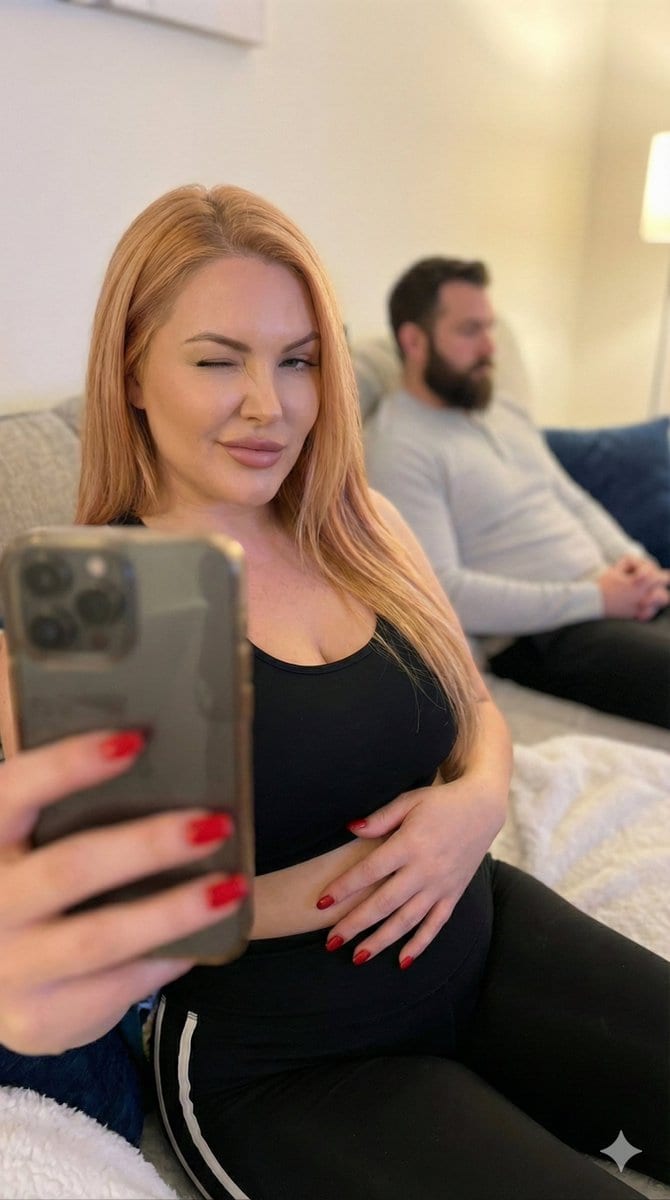 Pregnant Selfie with Unimpressed Partner
