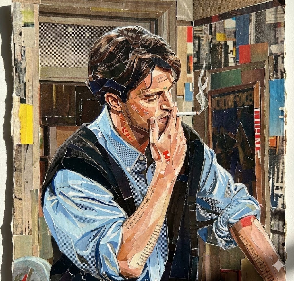 Prompt for Torn Magazine Collage Line Art