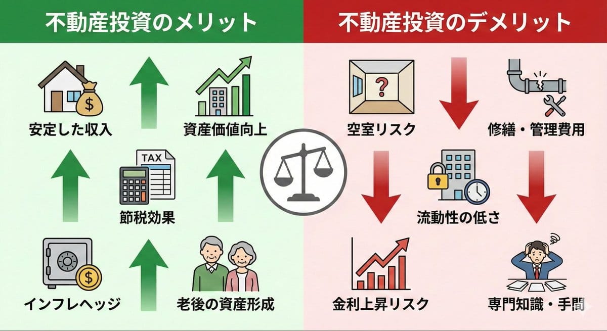 Pros and cons of real estate investment infographic