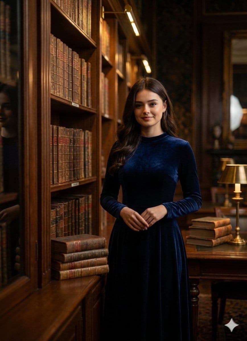 Quiet Luxury Cinematic Library Portrait