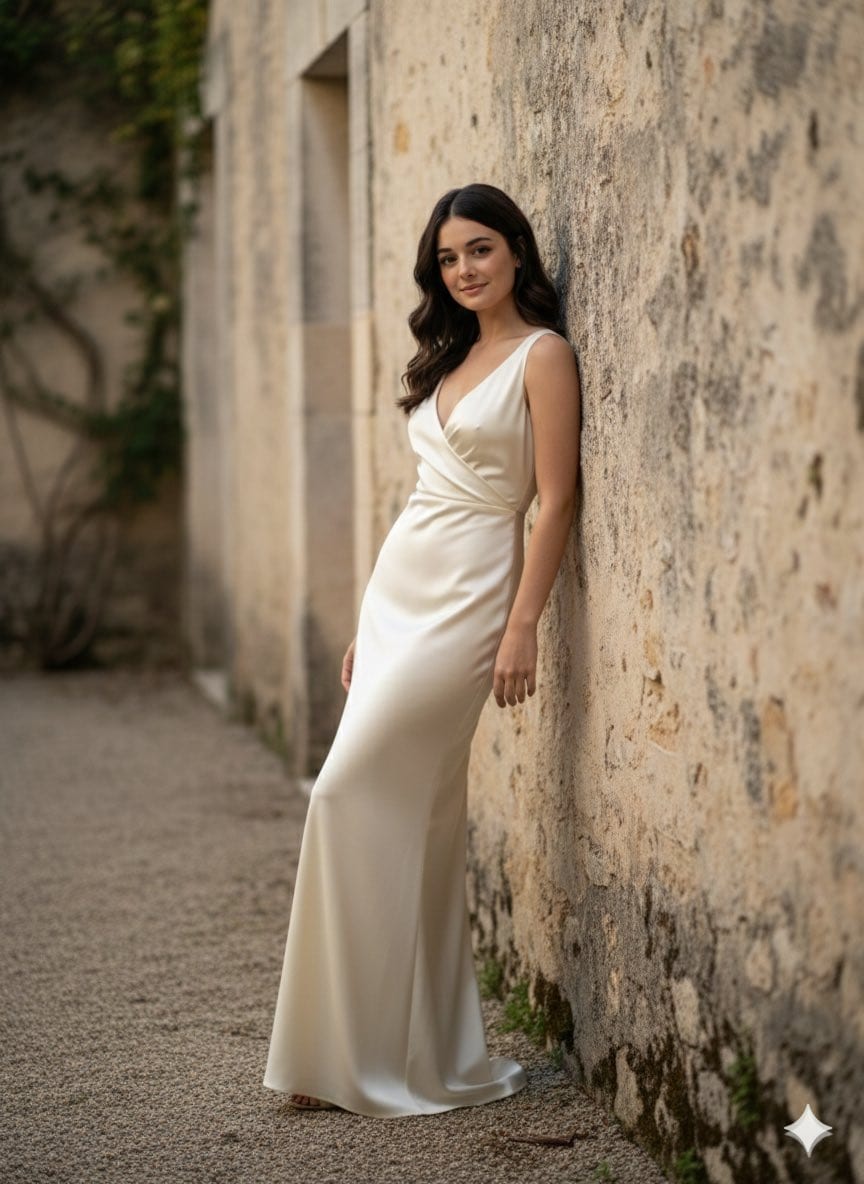 Quiet Luxury Fashion Portrait in a Courtyard Garden