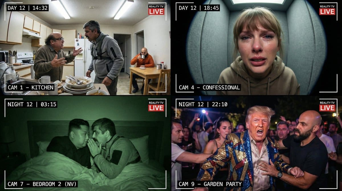 Raw Reality TV Broadcast Screenshots (2x2 Grid)