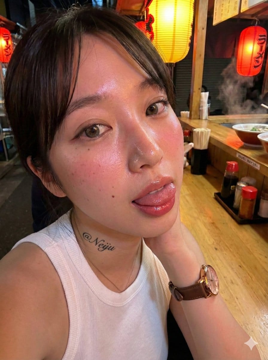 Realistic Izakaya Selfie with Intentional Imperfection