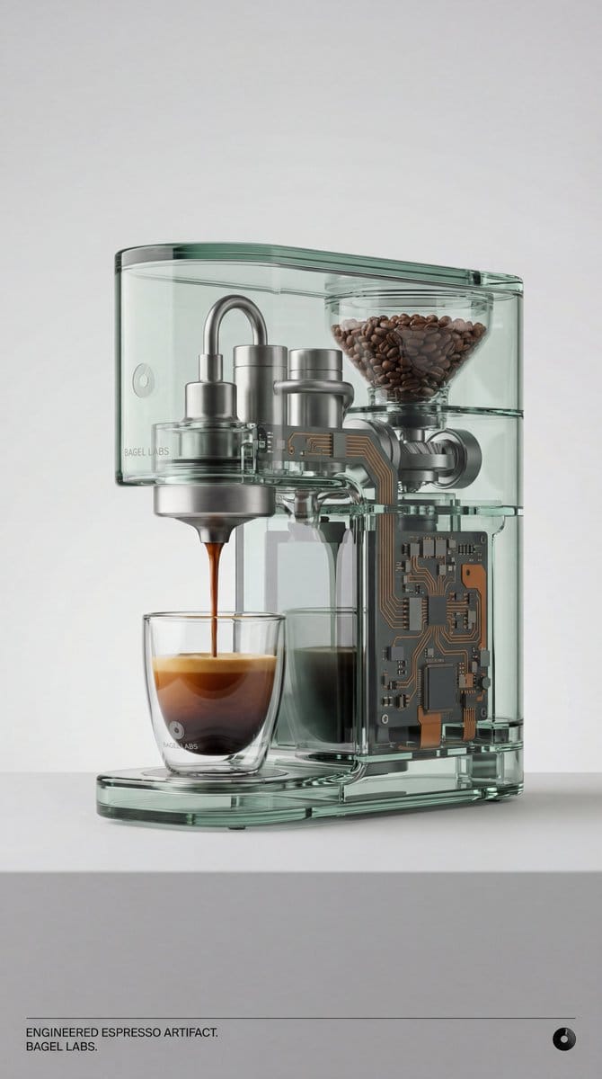Recontextualized Glass Espresso Machine Product Shot