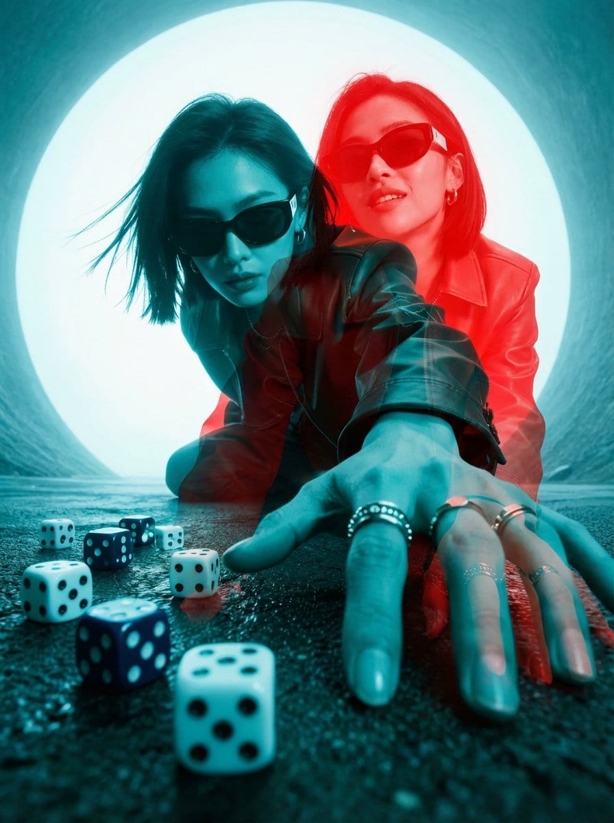 Red-Blue Double Exposure Effect