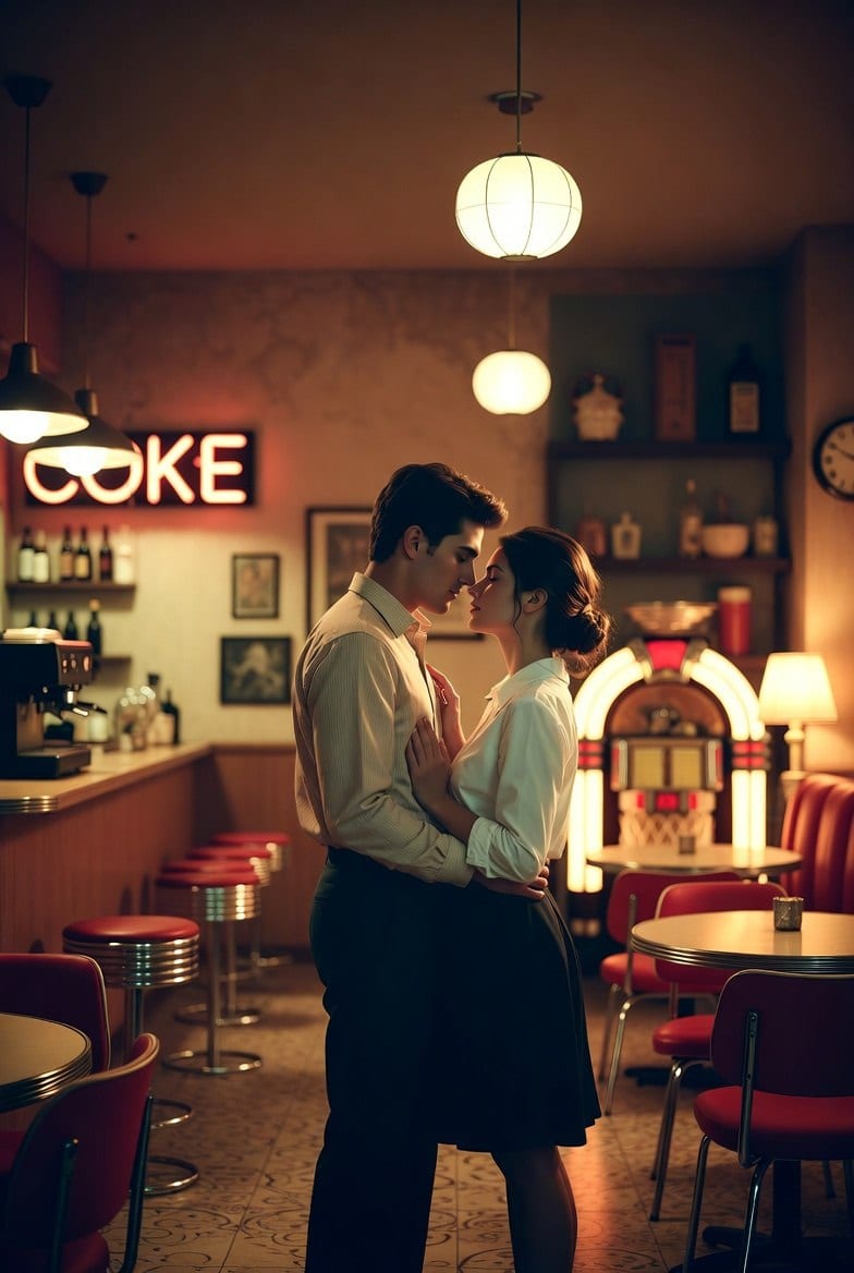 Romantic 1950s Diner Scene