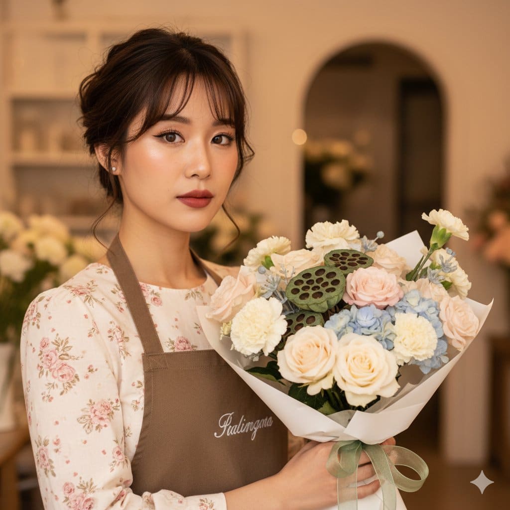 Romantic Cottagecore Florist Editorial Portrait Prompt