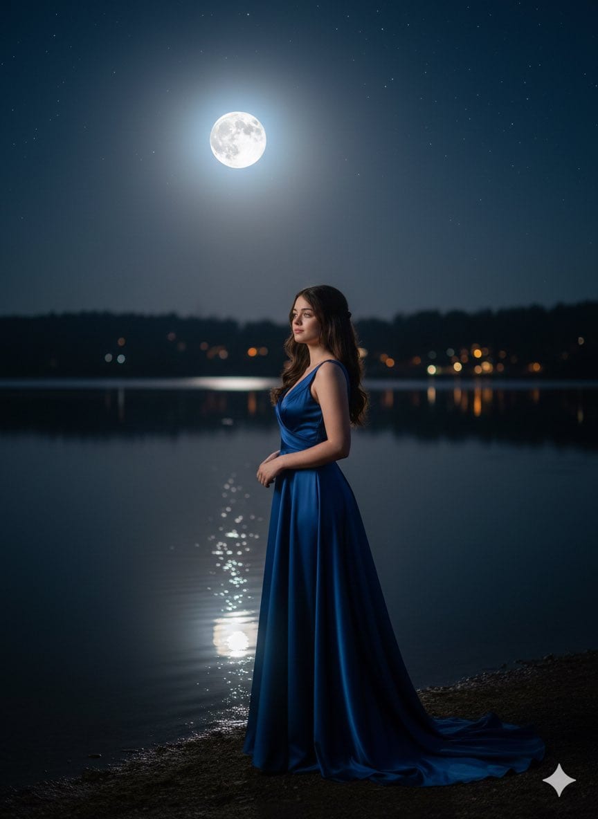 Romantic Night Portrait by a Lake