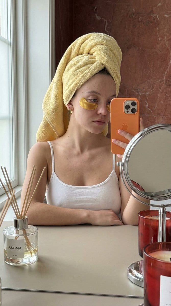 Scandinavian Minimalist Mirror Selfie Prompt (Ana de Armas)