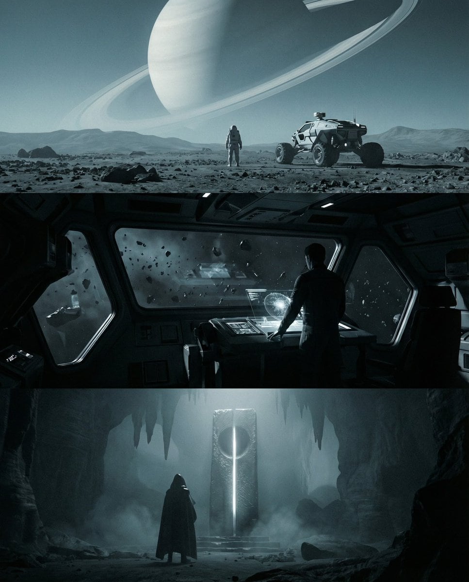 Sci-fi cinematic triptych and expansions