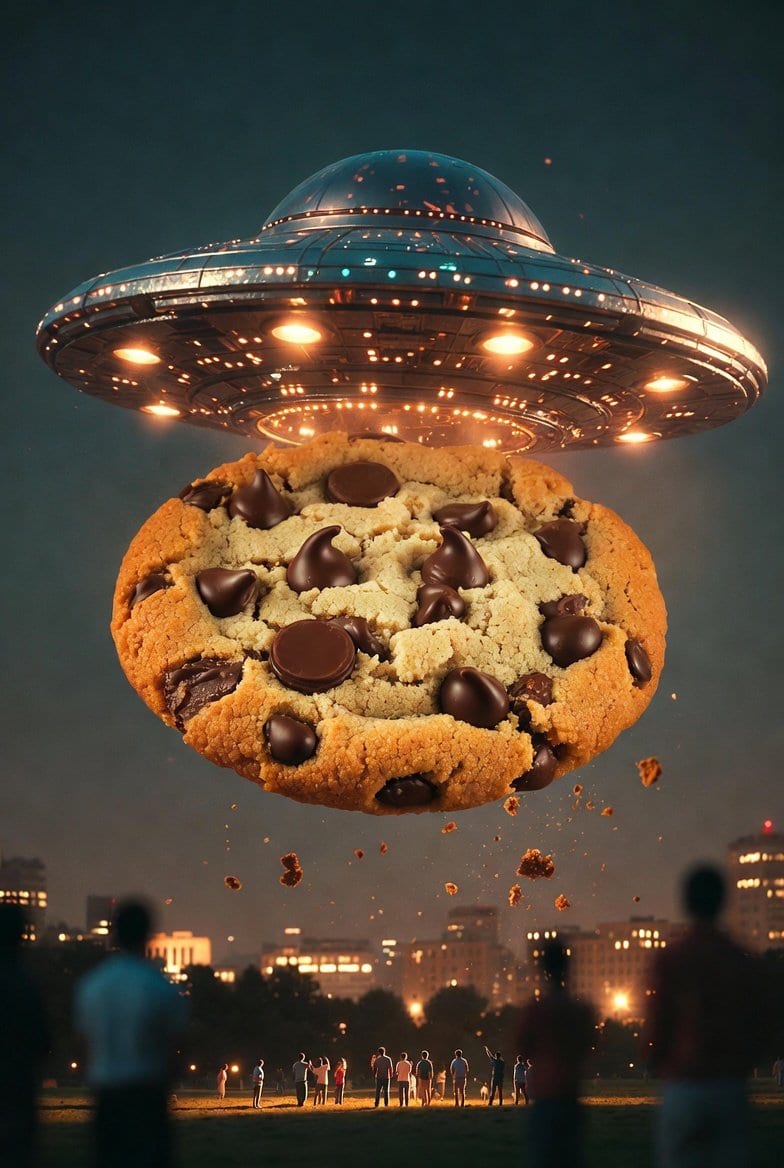 Sci-Fi Encounter with Giant Floating Cookie