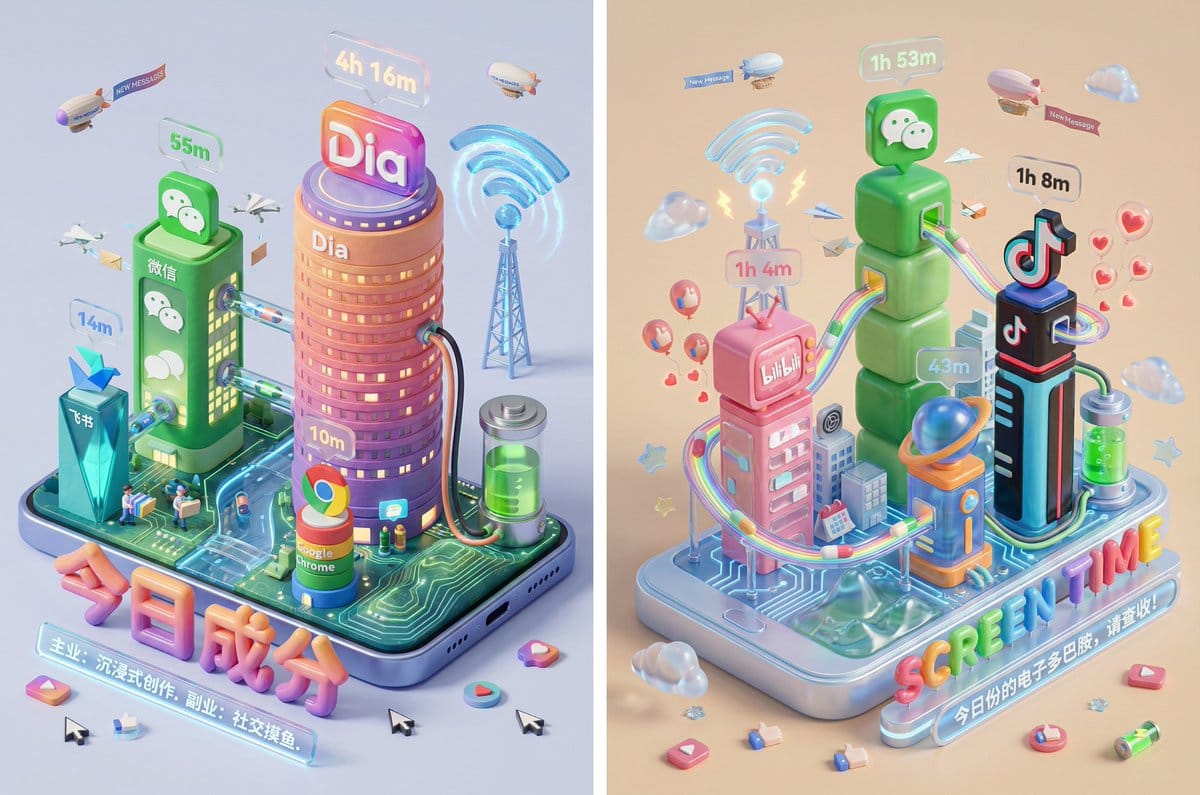 Screen Time Digital Town Visualization Prompt