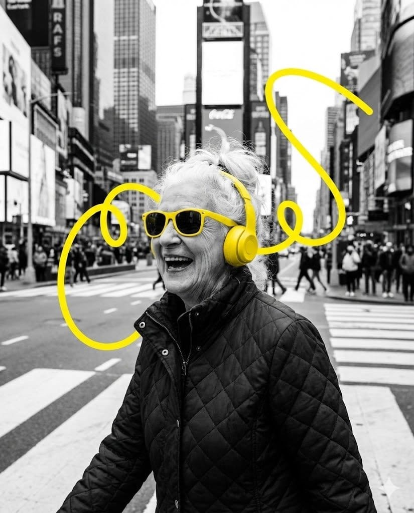 Selective Color Urban Portrait of Elderly Woman