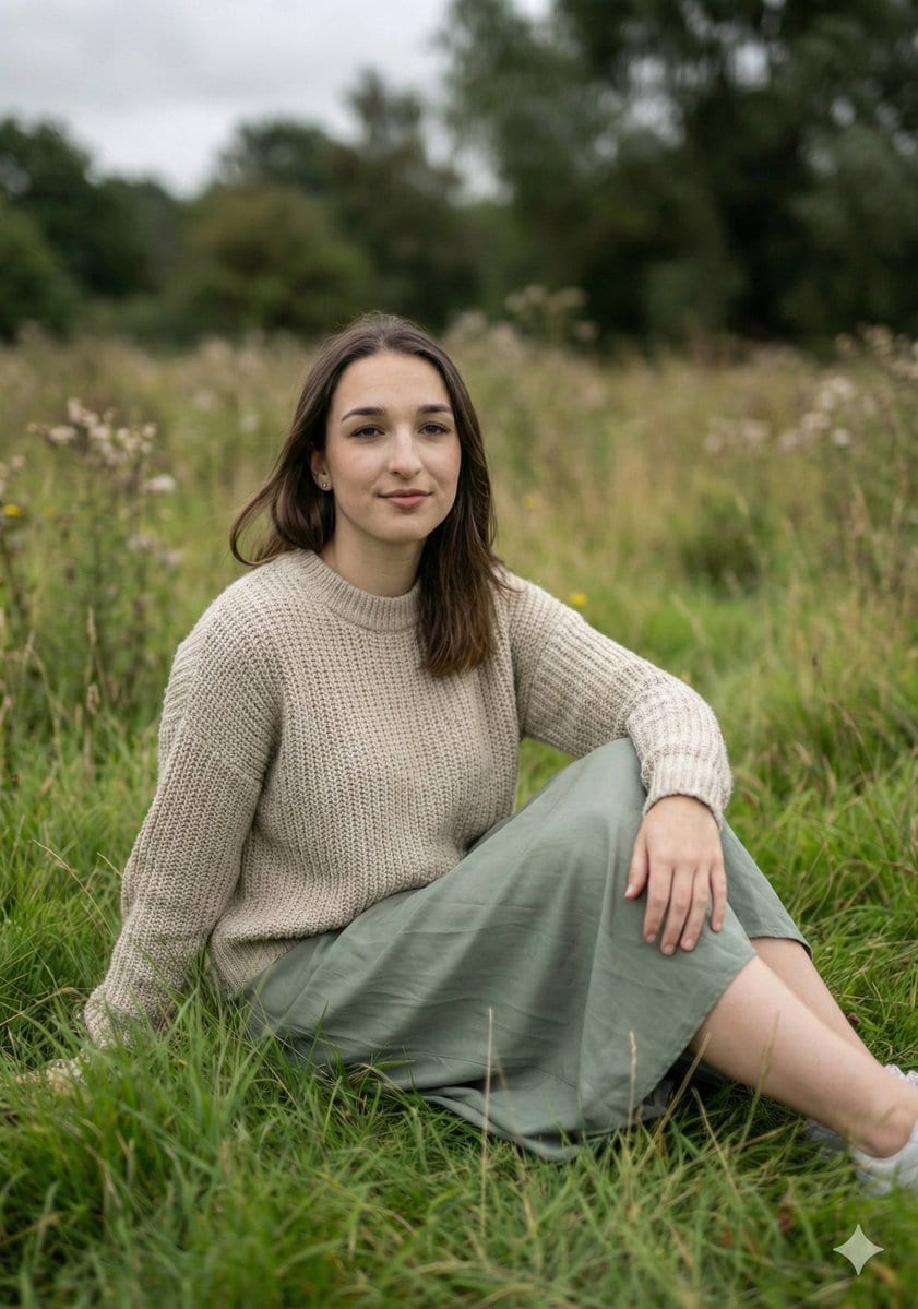 Serene Portrait in a Meadow with Shallow DOF