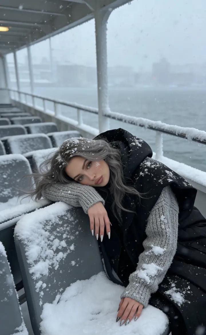 Serene Winter Ferry Portrait