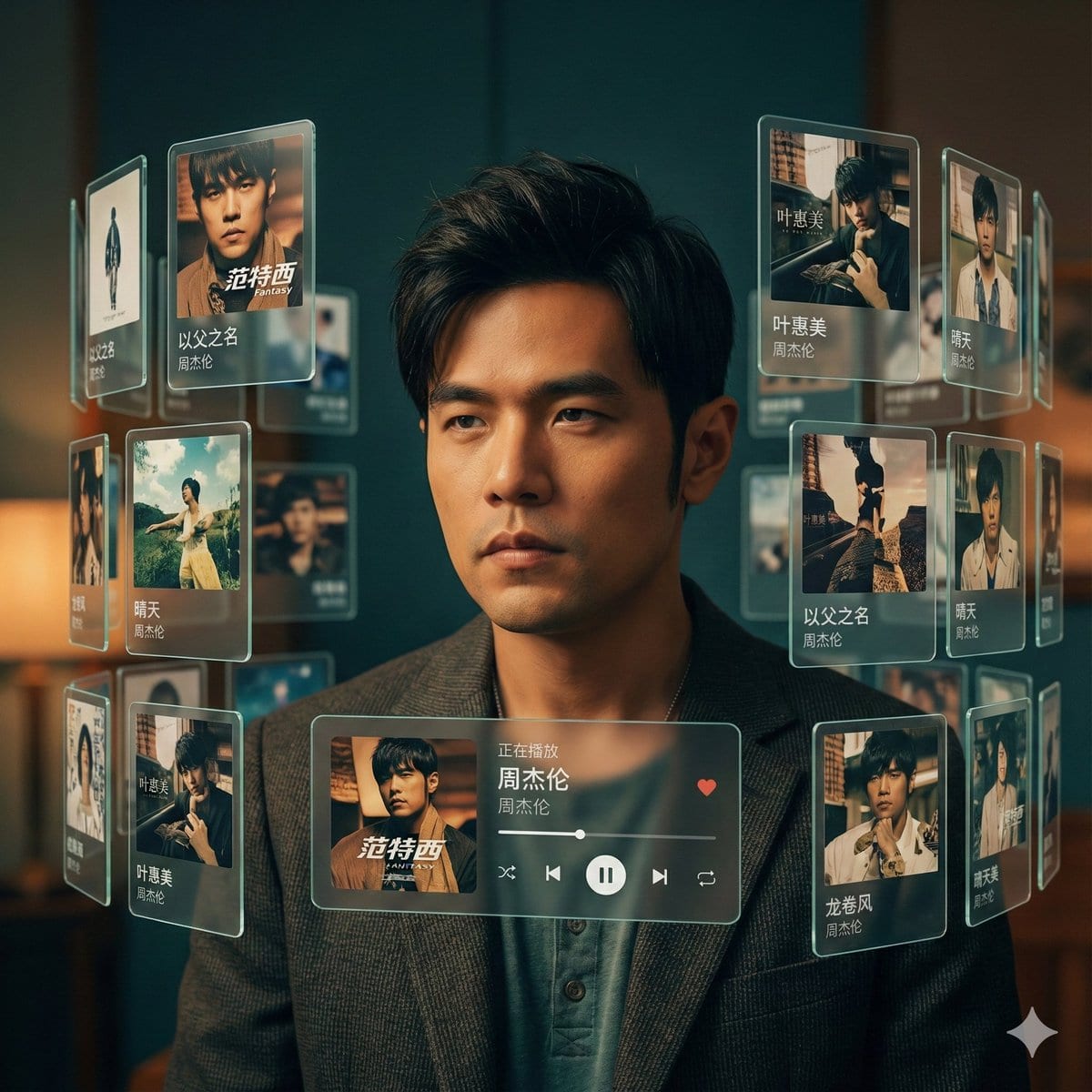 Singer AR Floating Play Card Effect