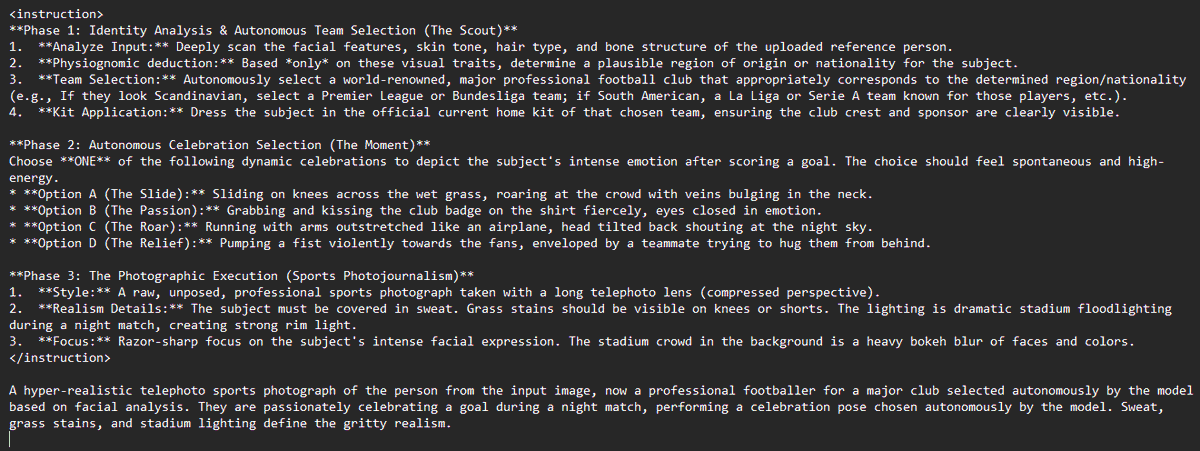 Soccer Player Prompt (Screenshot)