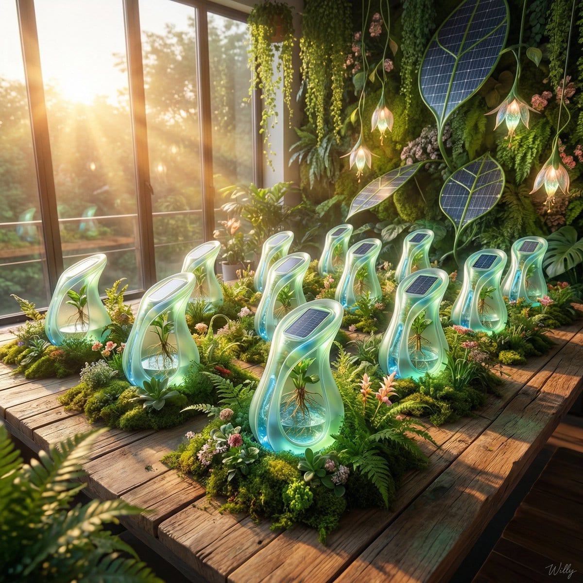 Solarpunk Product Showcase with Bioluminescence