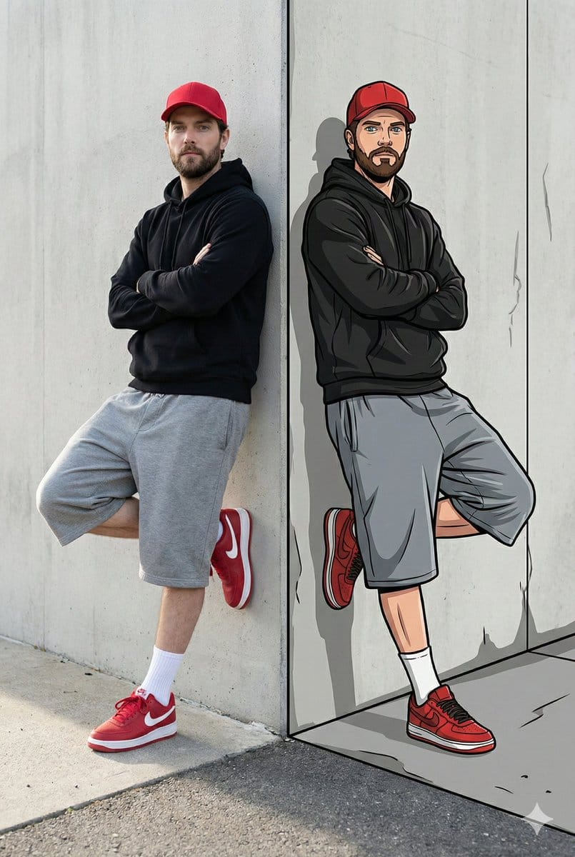 Split-Reality Street Art Portrait with Identity Lock