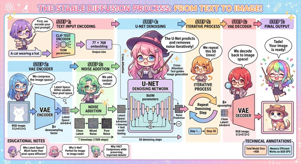 Stable Diffusion educational anime diagram