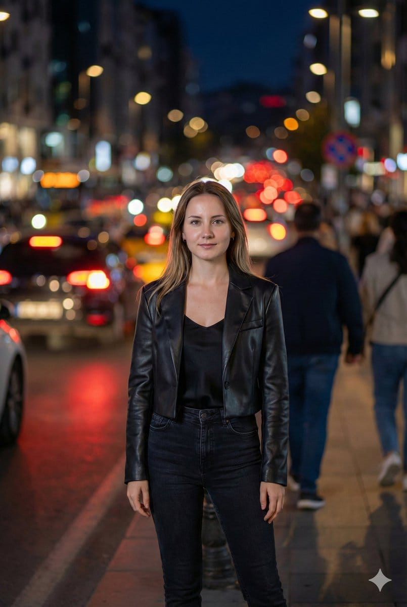 Street Fashion Editorial at Night with Motion Blur