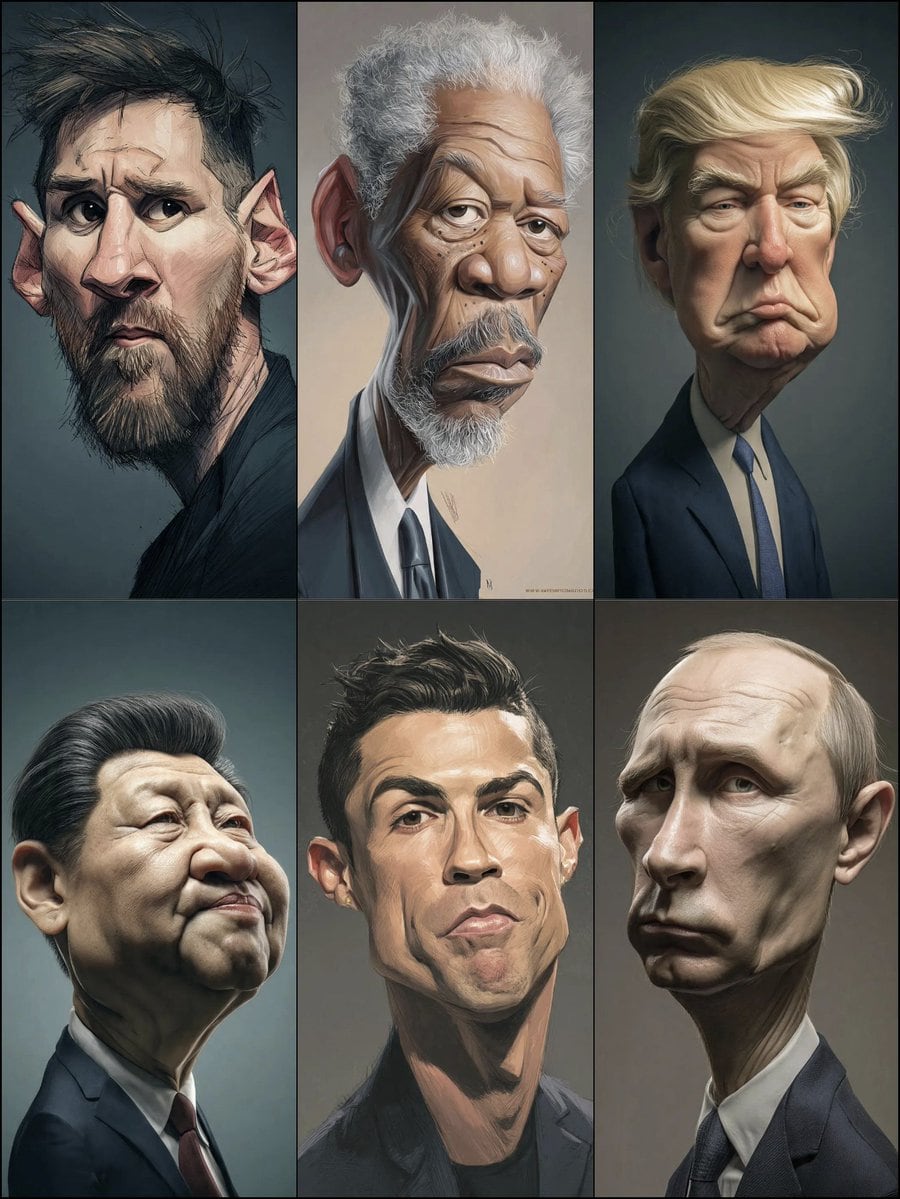 Structured Prompt for Hyperrealistic Caricature Portrait