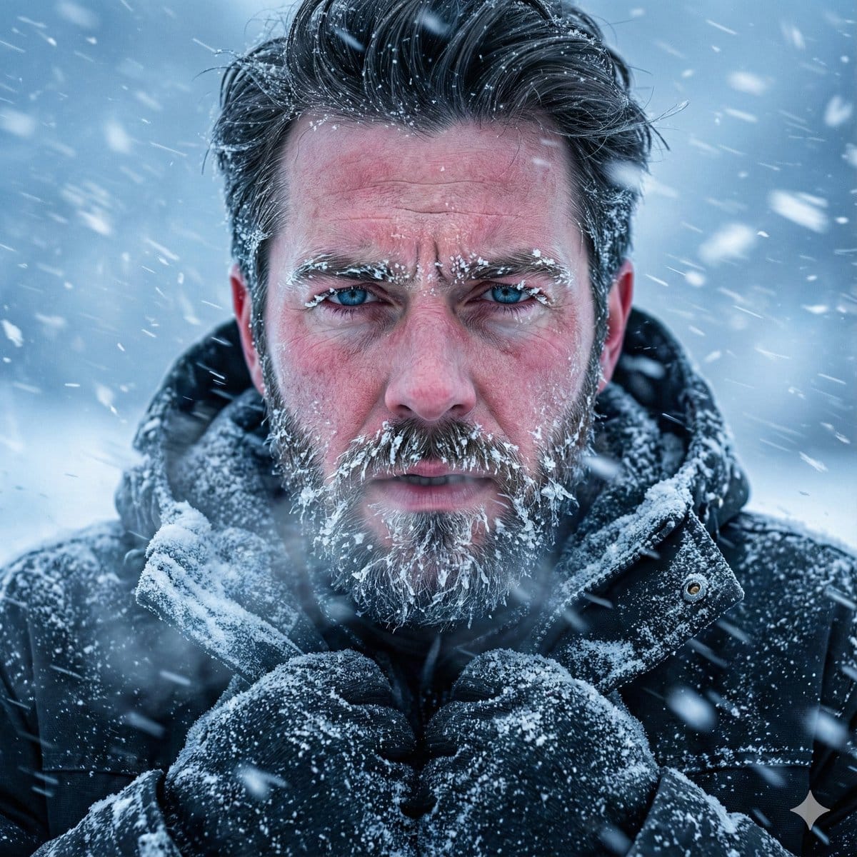 Structured Prompt for Ultra-Realistic Portrait of Man in Snowstorm