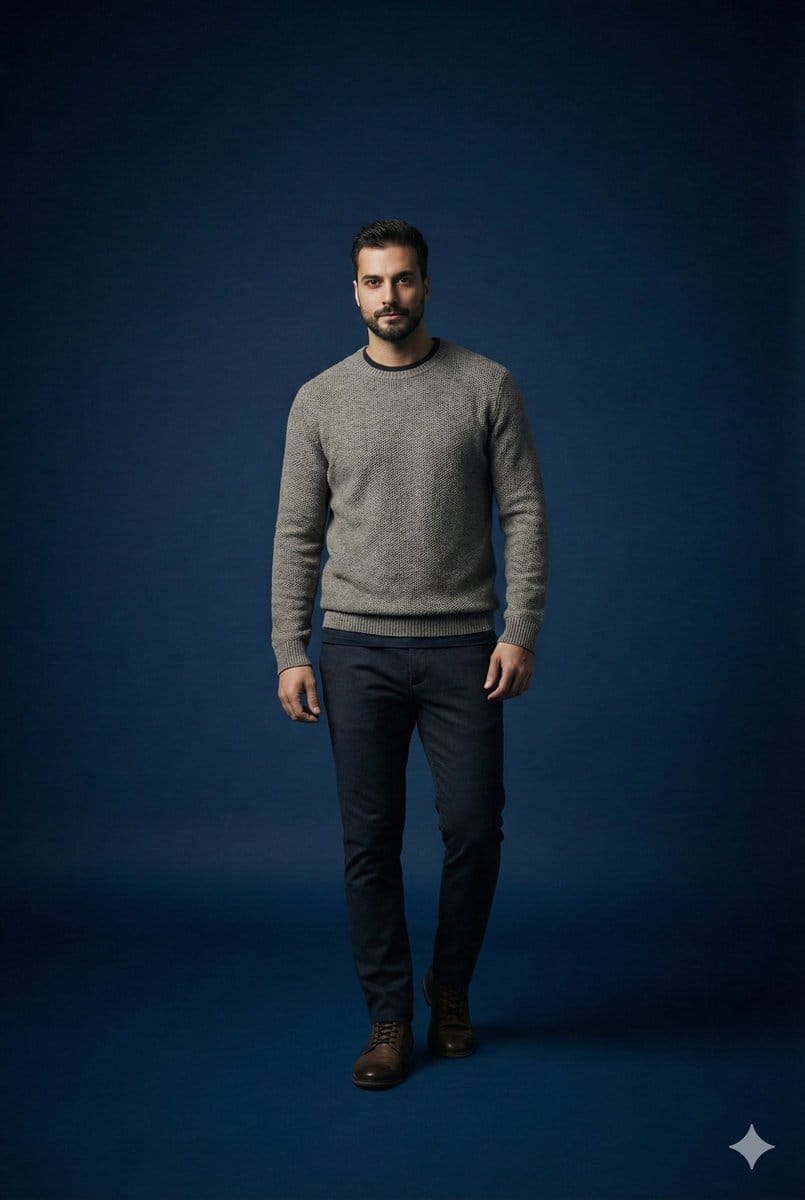 Studio portrait parameter-style prompt for a male subject