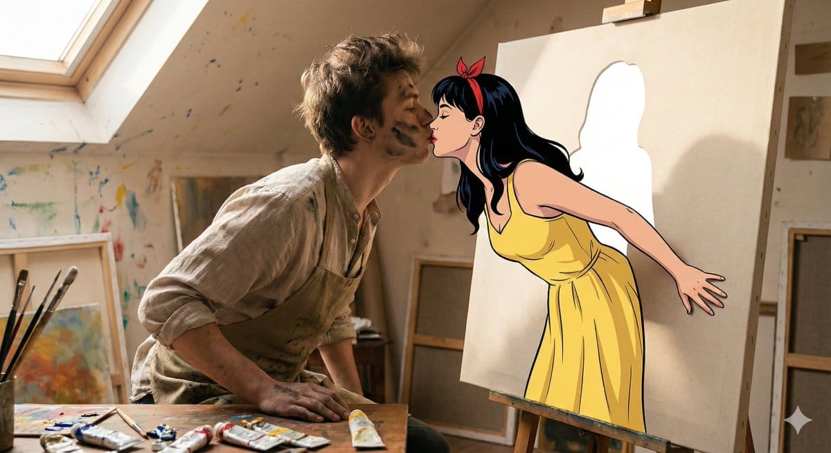 Surreal 2D to 3D Transition Kiss Prompt for Gemini 3