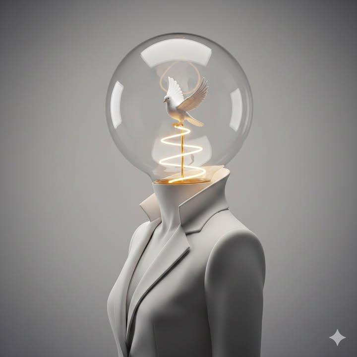 Surreal Conceptual Art Prompt: Light Bulb Mannequin