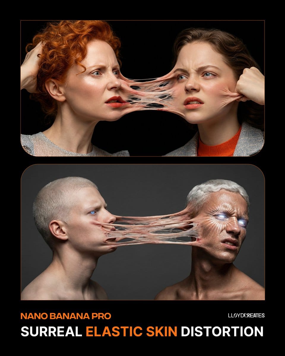 Surreal Elastic Skin Distortion Portrait