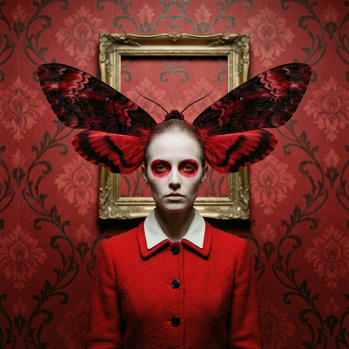 Surreal Moth-Winged Female Portrait