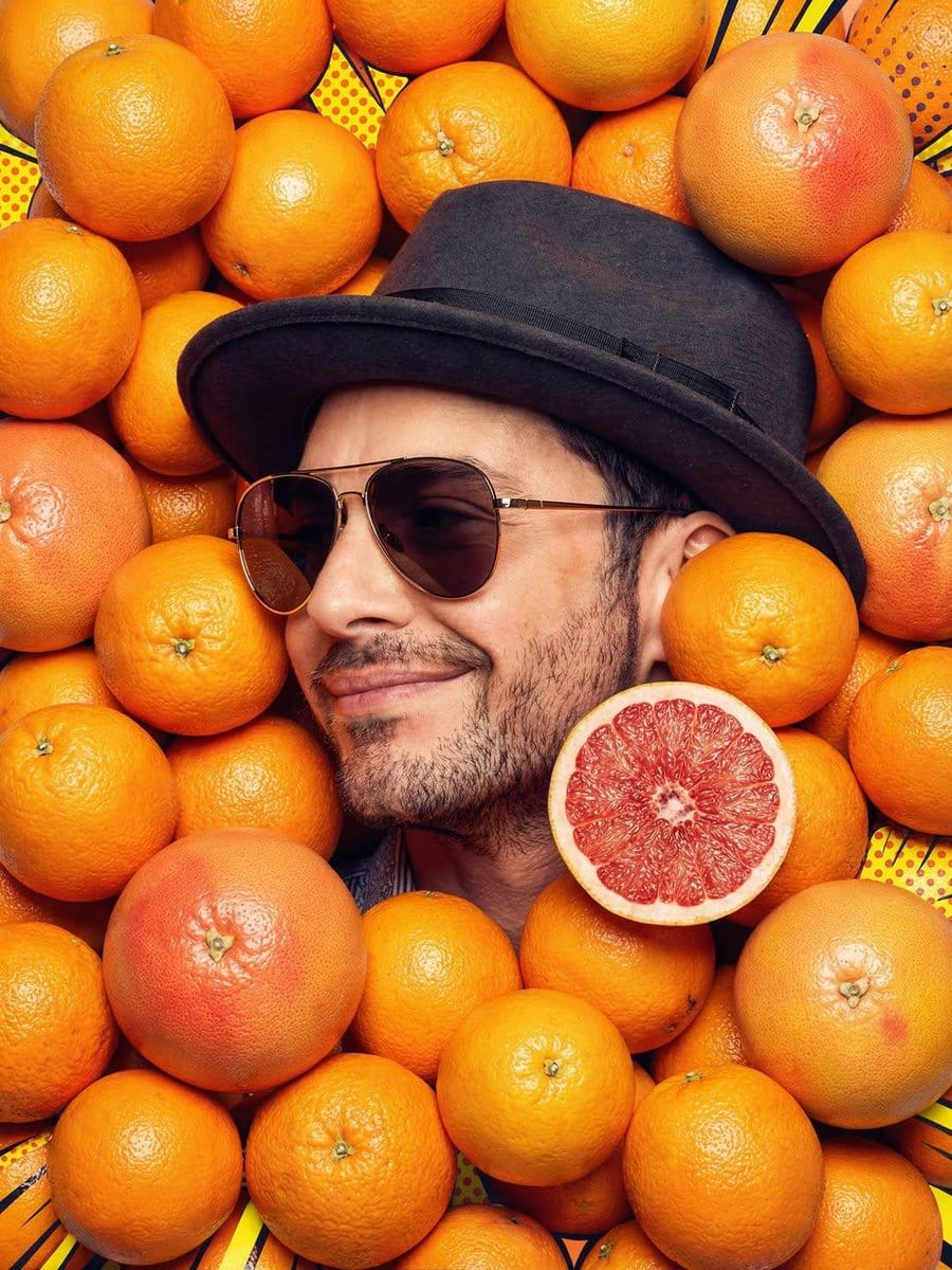 Surreal Pop-Art Citrus Editorial Portrait