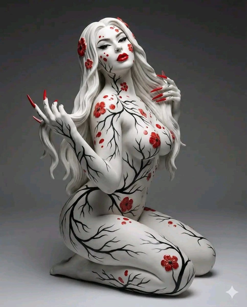 Surreal Porcelain Flora Figure Prompt