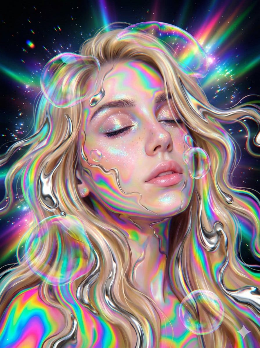 Surreal Psychedelic Iridescent Portrait