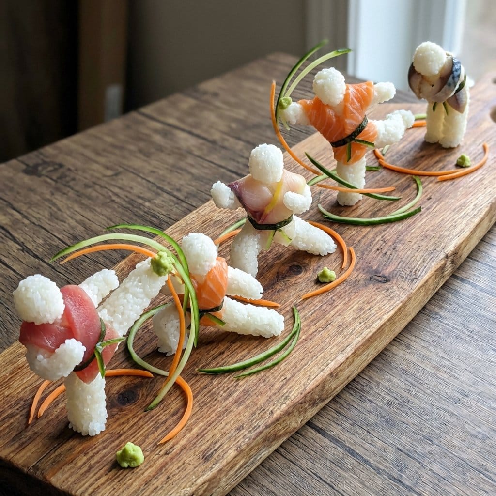 Sushi Kata/Forms Movement Arrangement on a Wooden Board
