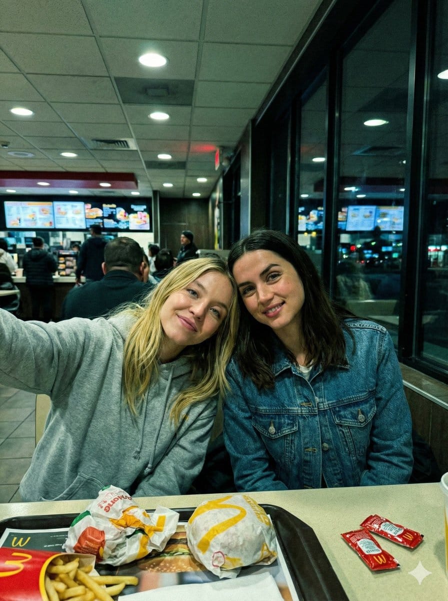 Sydney Sweeney and Ana De Armas at McDonalds Image Prompt