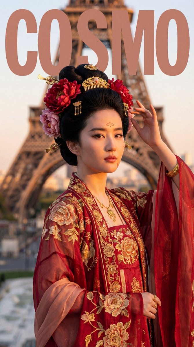 Tang Dynasty Empress in Paris Fashion Magazine Cover Prompt
