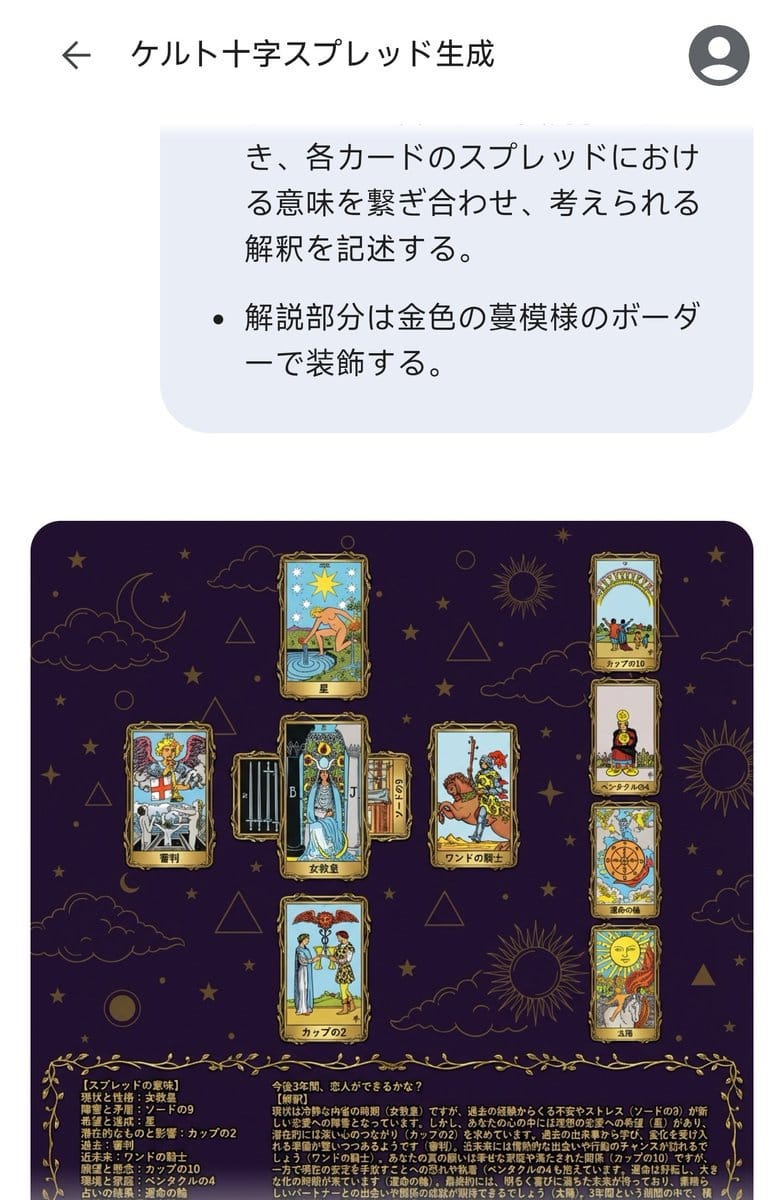 Tarot Celtic Cross Spread Reading Generation Prompt