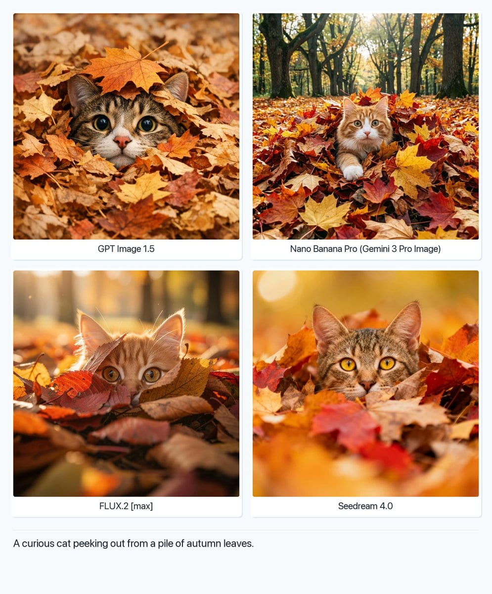Text-to-Image Prompt: Curious Cat in Autumn Leaves
