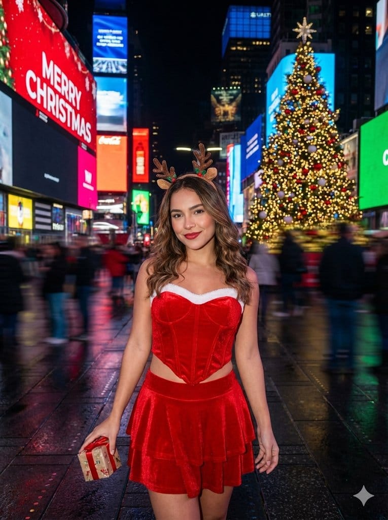 Times Square Christmas Flash Portrait Prompt