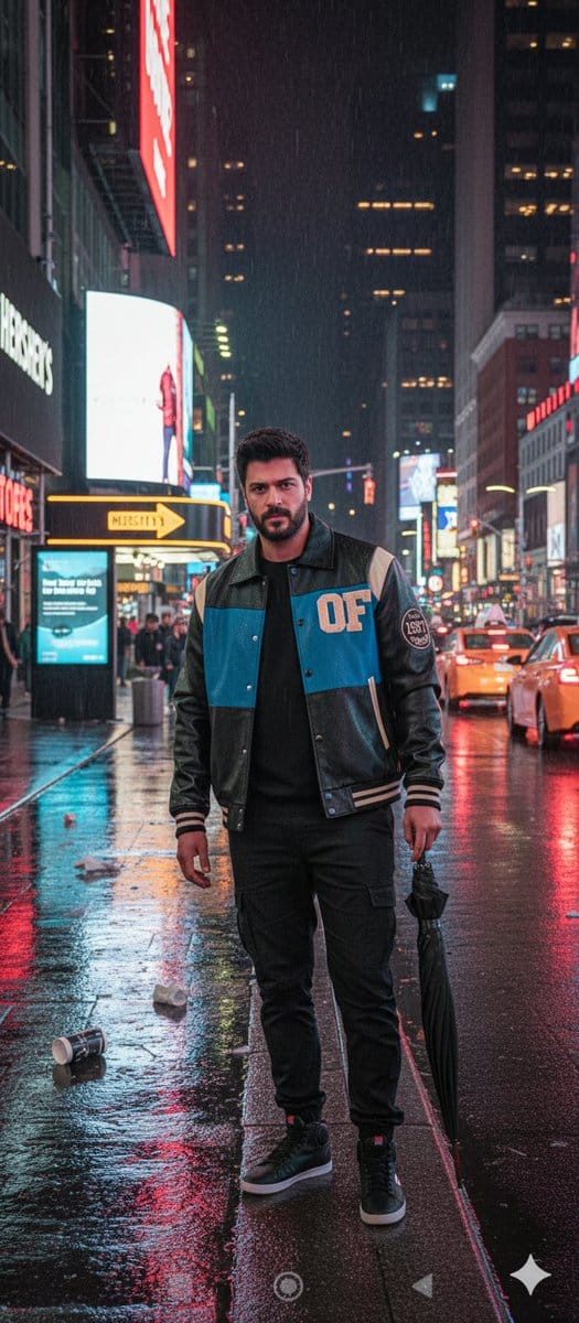 Times Square Rainy Night Portrait with Identity Lock