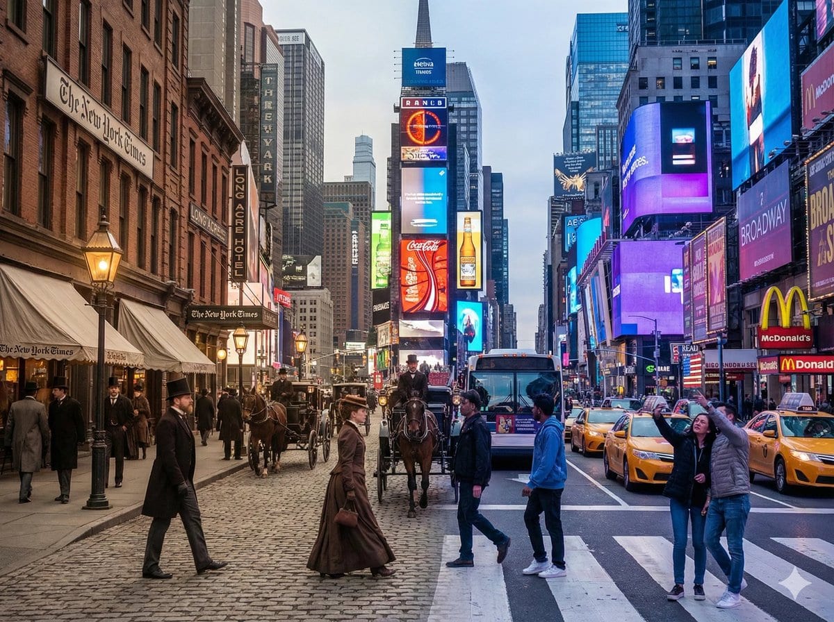 Times Square Time-Blend Split-Screen