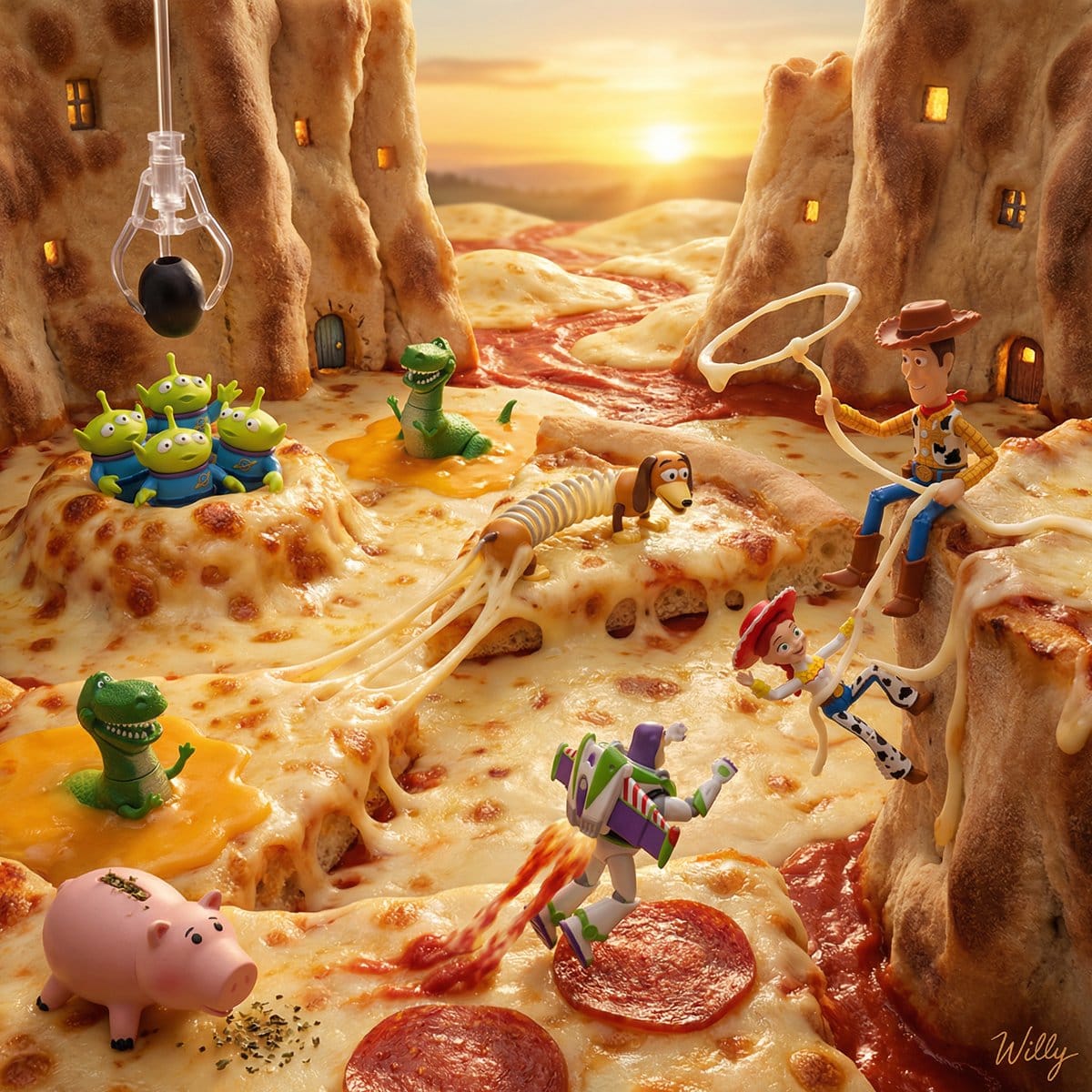 Toy Story Diorama in a Pizza World