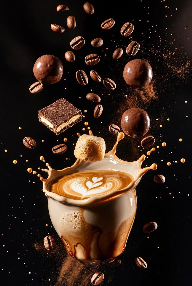 Ultra-Cinematic Splash Photography of Coffee and Chocolate